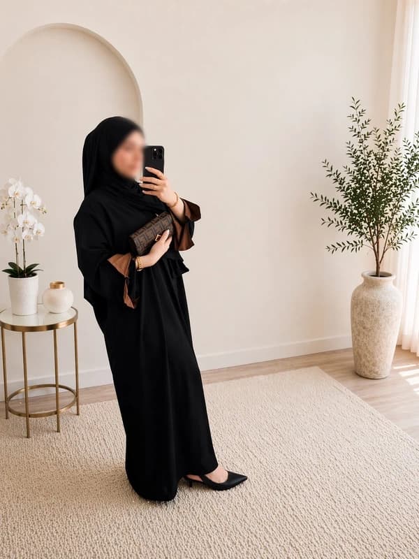 Abaya bicolore marron