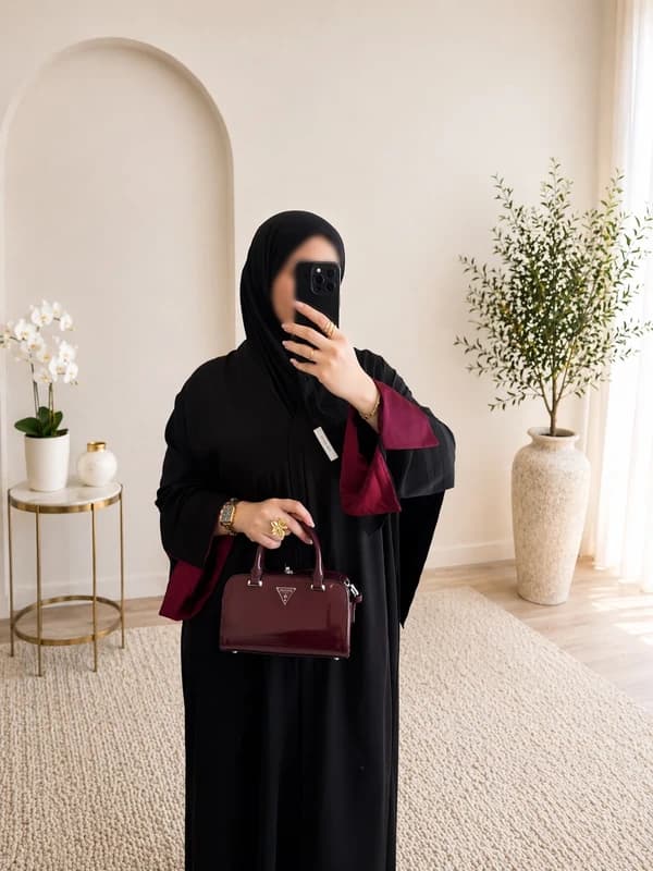 Abaya bicolore bordeaux