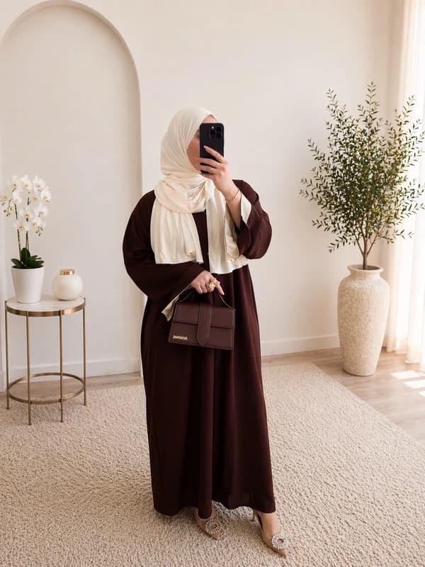 Abaya bicolore crème
