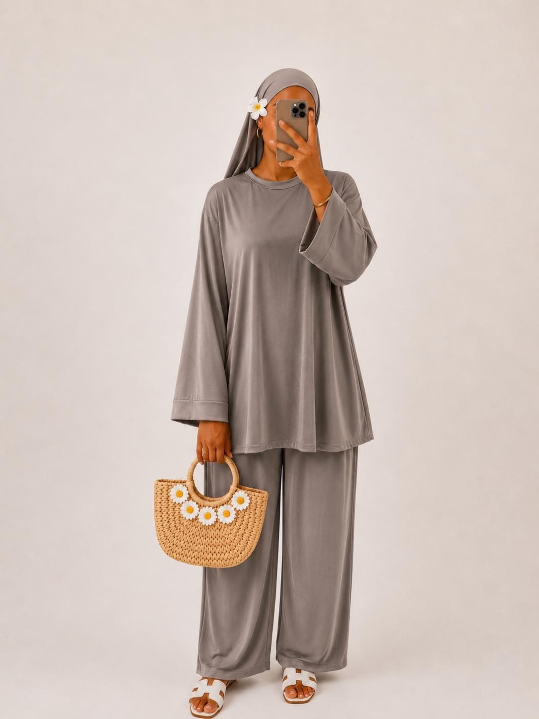 Burkini Taupe Satiné col rond