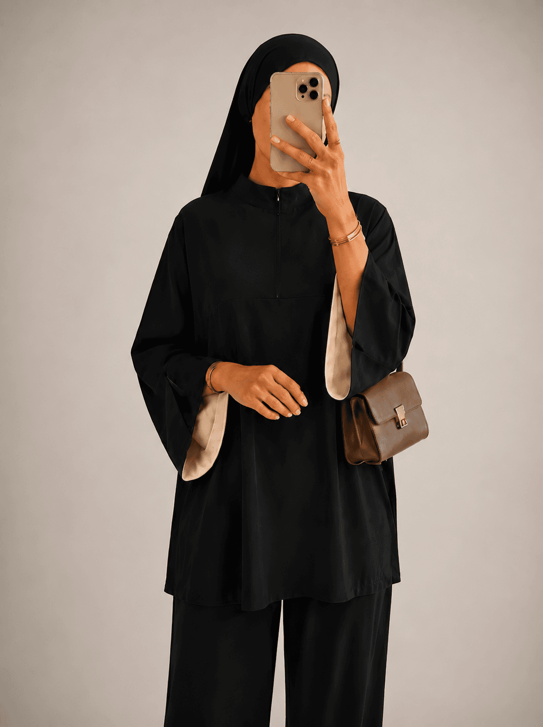 Burkini bicolore Noir et Crème à zip