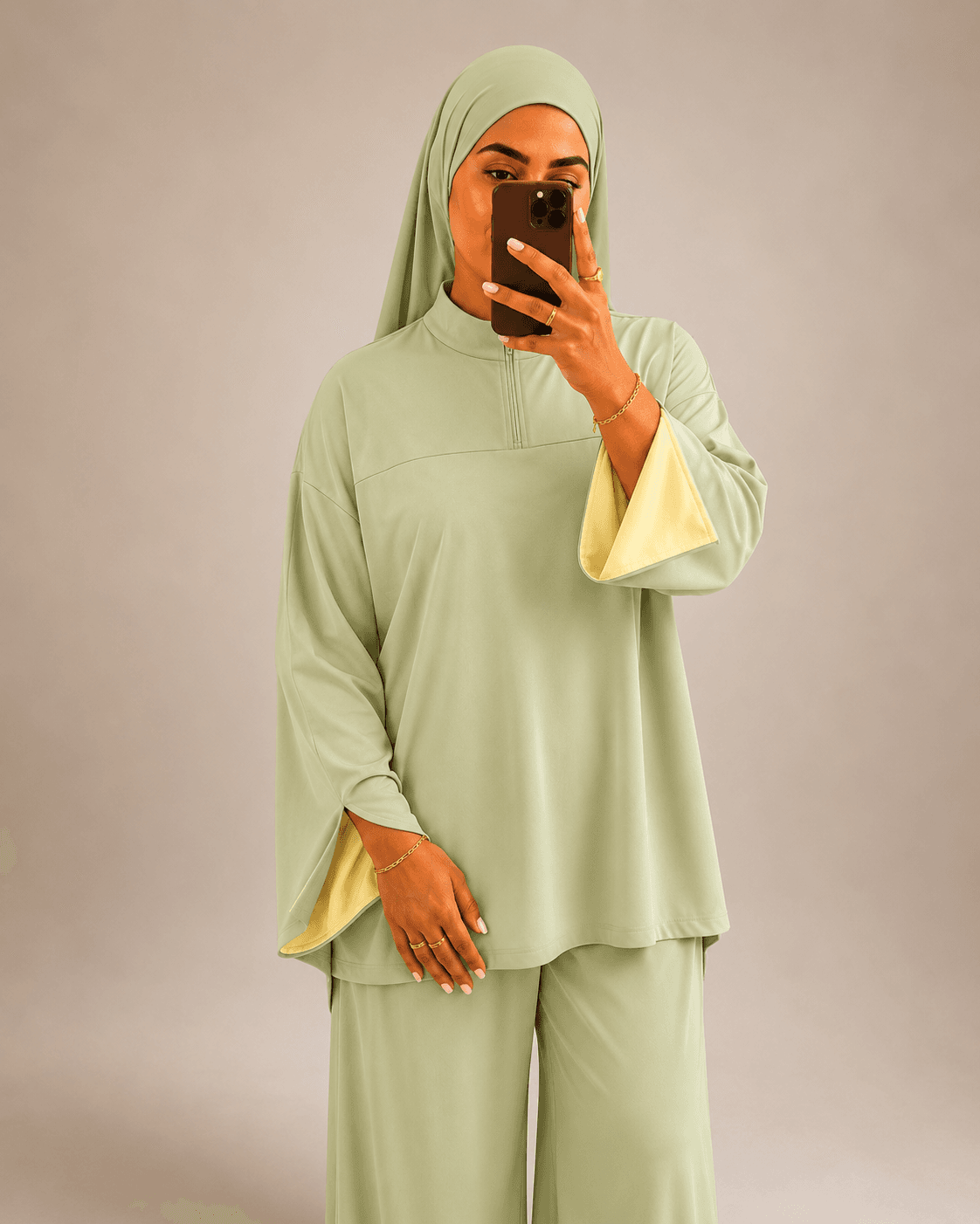 Burkini Bicolore Matcha à zip