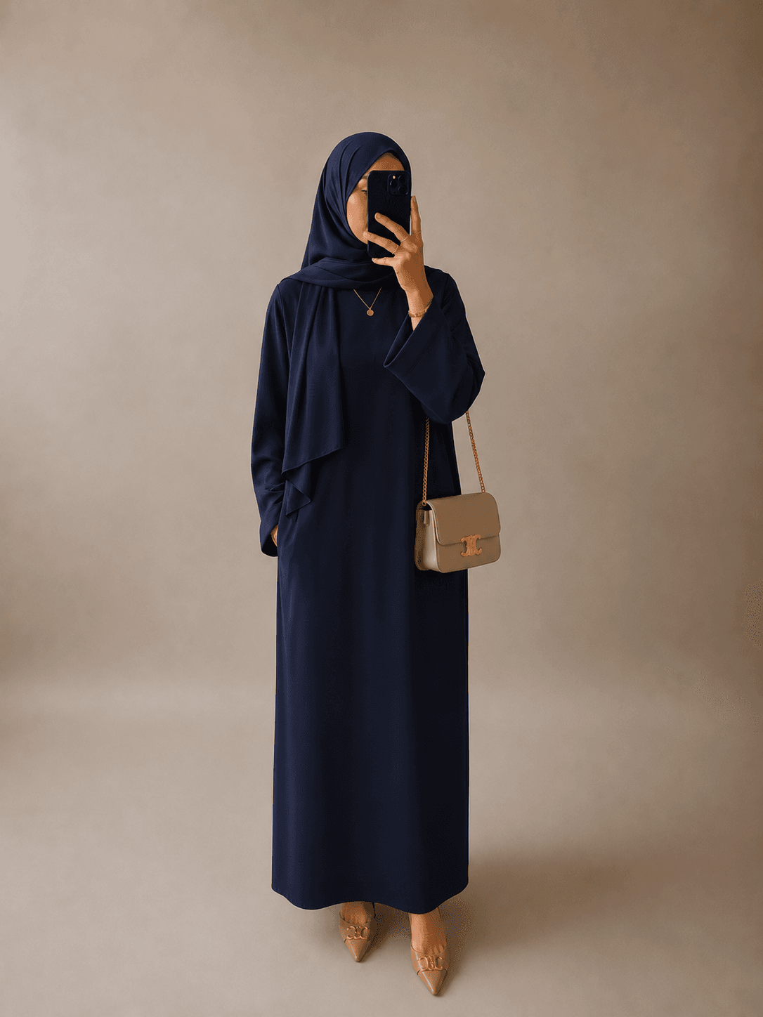 Abaya avec poches Bleu