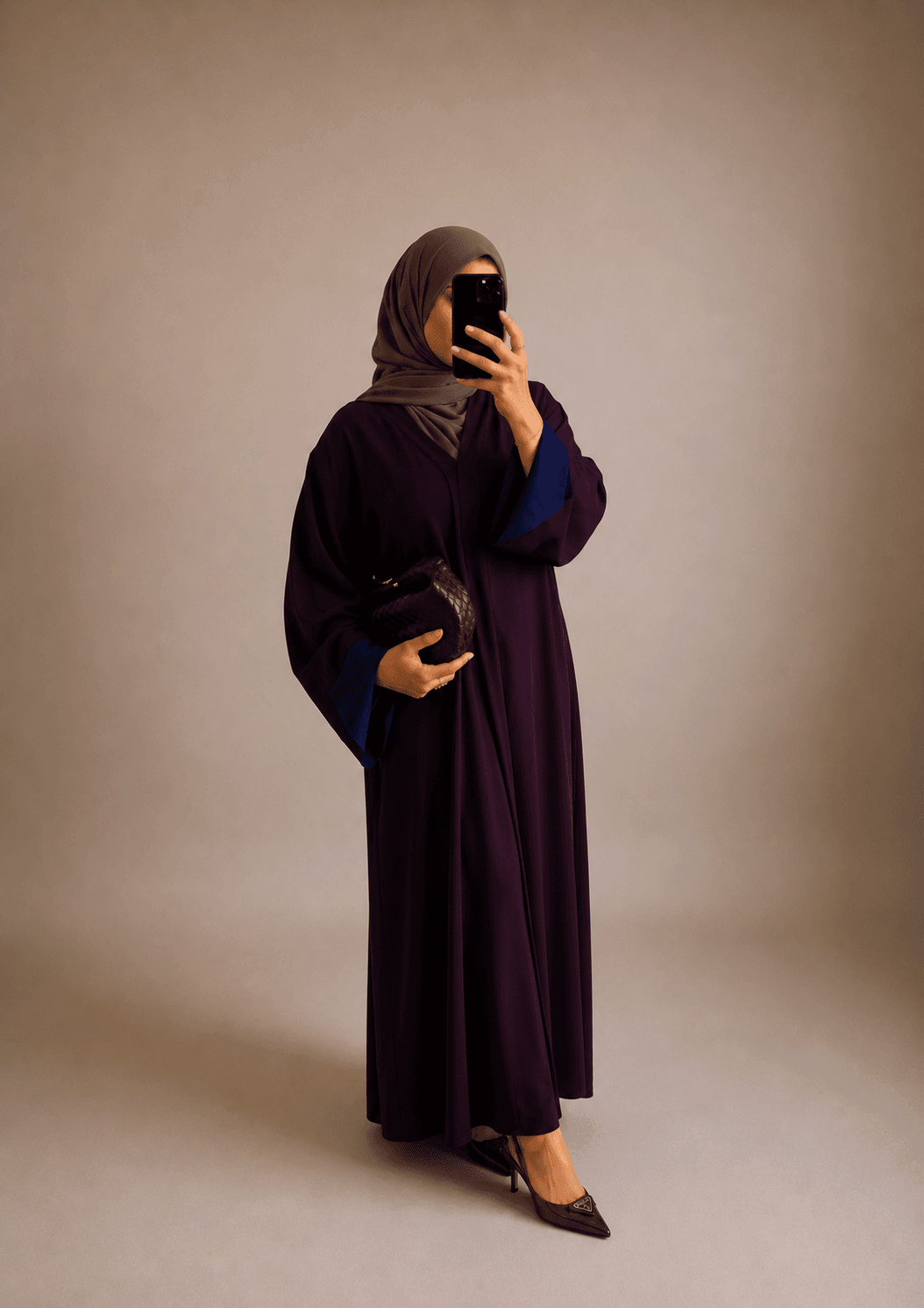 Abaya bicolore Violet et Bleu