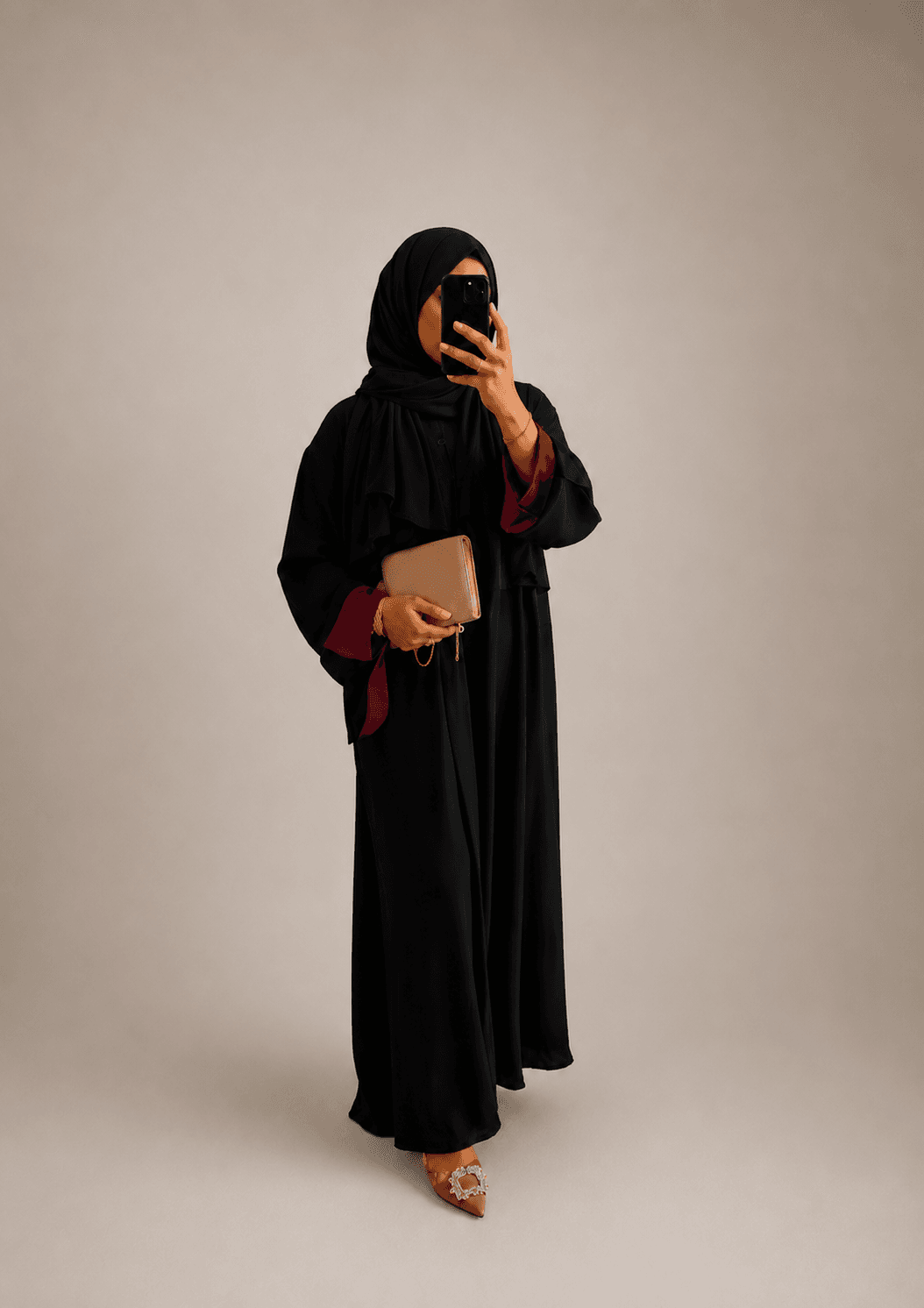 Abaya bicolore Noir et bordeaux