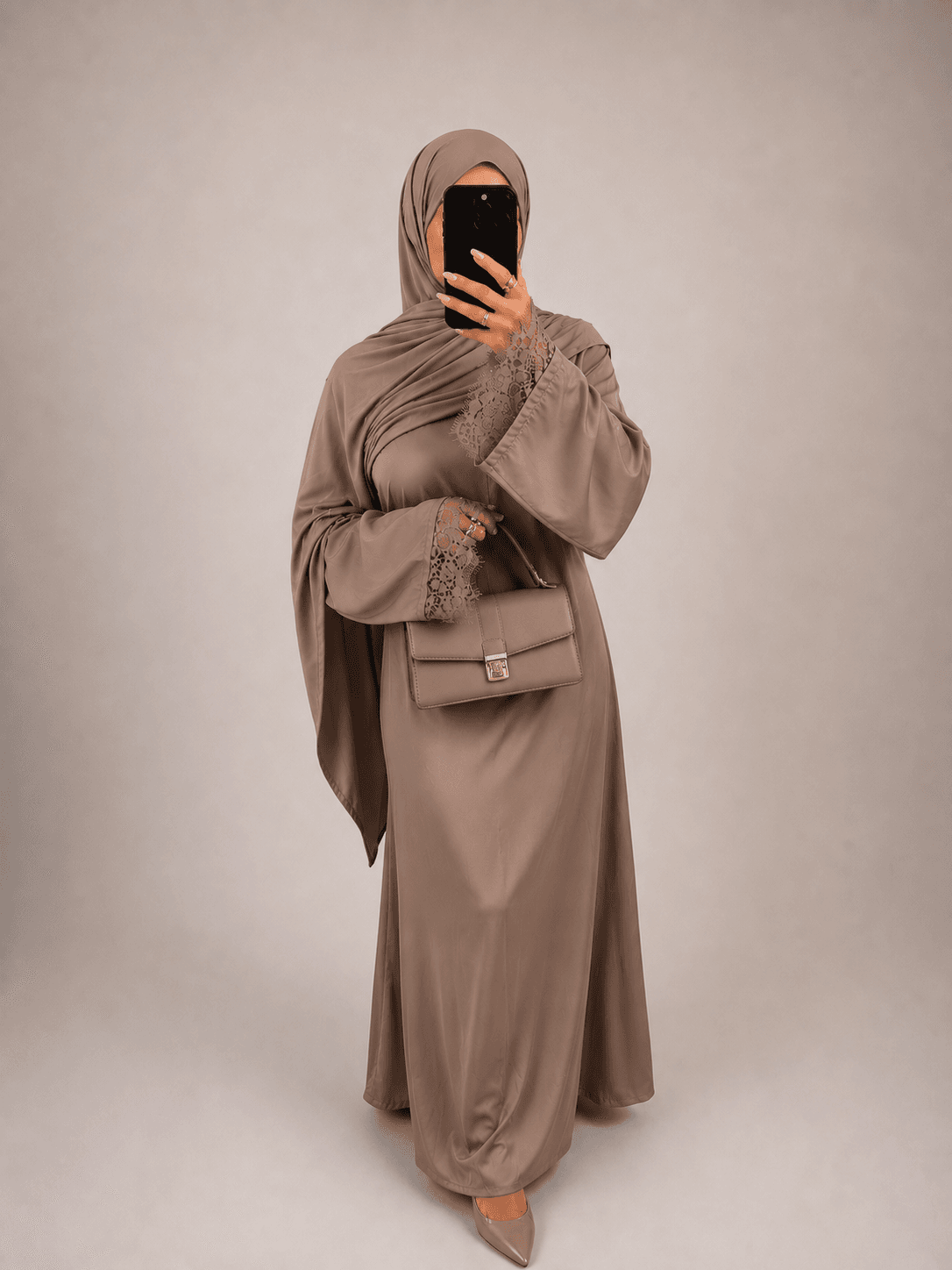 Abaya satinée Sable