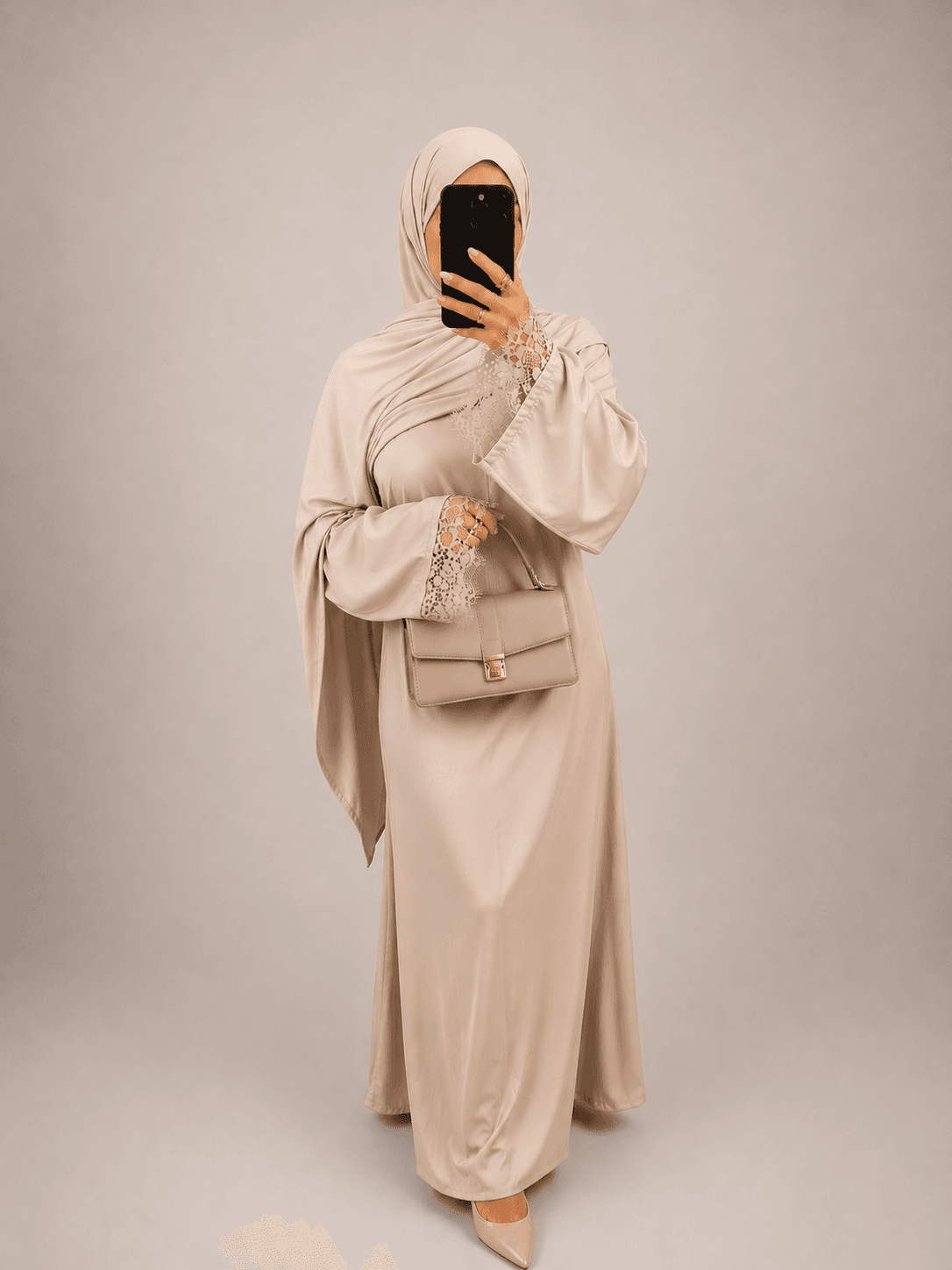 Abaya satinée Beige
