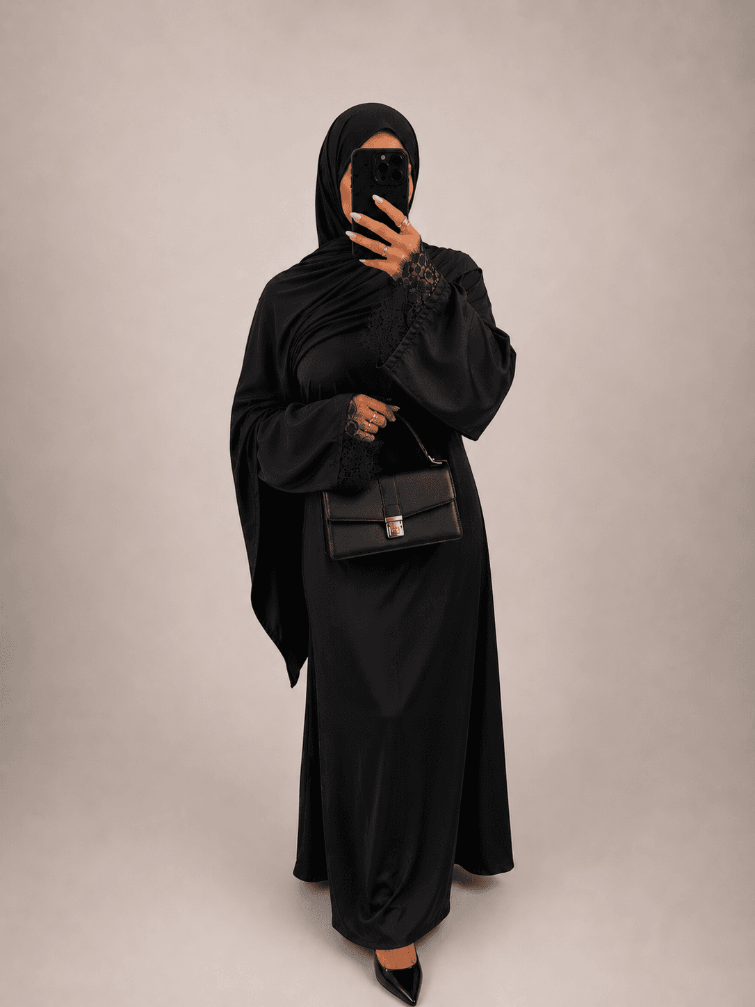 Abaya satinée Noir